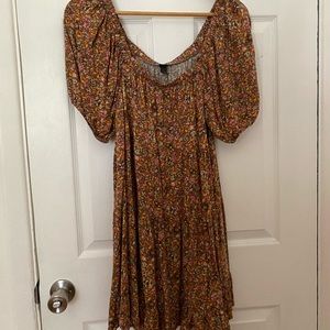 Puff Sleeve Floral Mini Dress